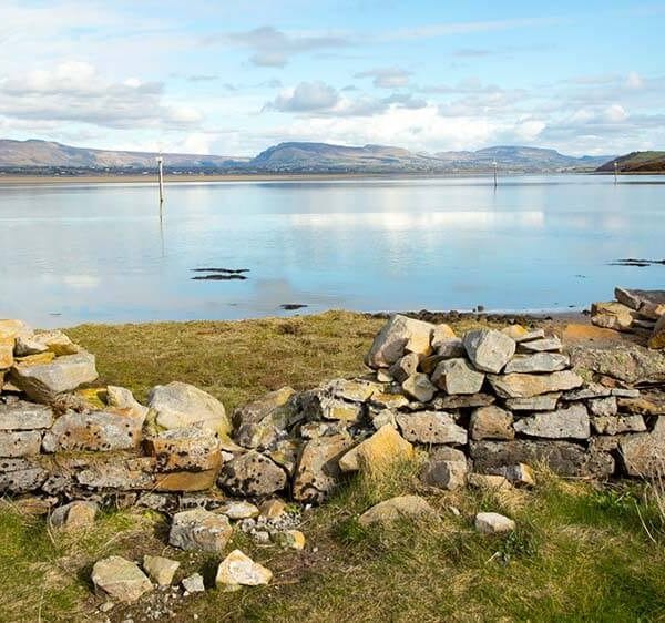 Wall foreground with Sligo Bay landscape